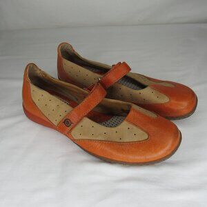 Born Orange Beige Mary Jane Leather Loafers Women's 8.5